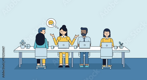 Group of People Working on Computers Together.