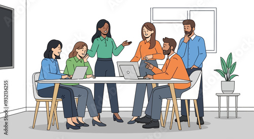 Diverse Team Collaborating in Meeting.