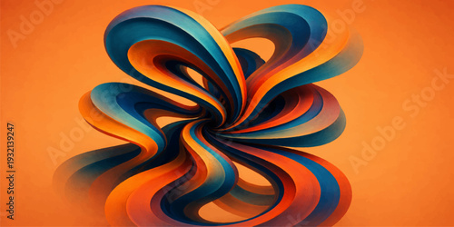 An abstract floral vector illustration featuring tribal fire swirls and orange flame patterns creates a decorative wallpaper design with yellow spiral elements and organic floral shapes