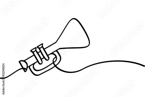 Illustration of a trumpet with a continuous line design. An interesting abstract line art design.