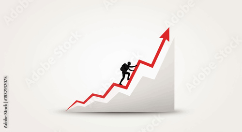 A Person Ascending a Red Graph Arrow