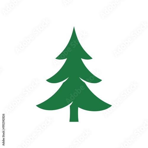 A stylized green evergreen coniferous tree icon with a smooth, rounded shape and branches, perfect for nature or holiday themes