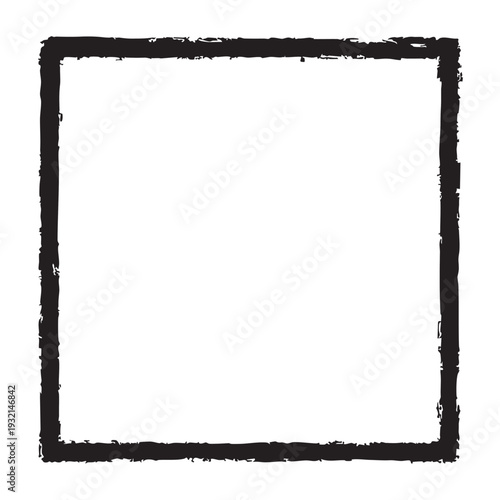 Hand Drawn Grunge Textured Square Border Frame Vector