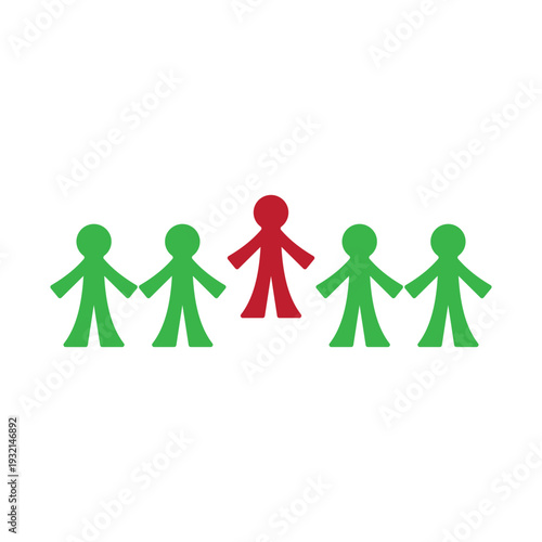 Tableau sur toile Stick figures with one different colors vector illustration