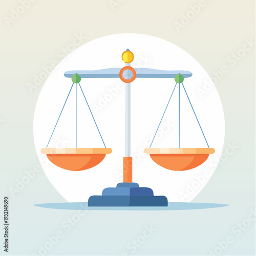 A balanced scale illustration representing justice and equality with clean lines and a soft color palette