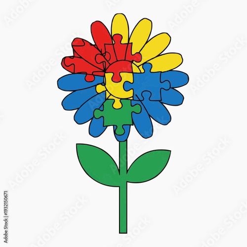 Colorful puzzle flower representing autism awareness and diversity