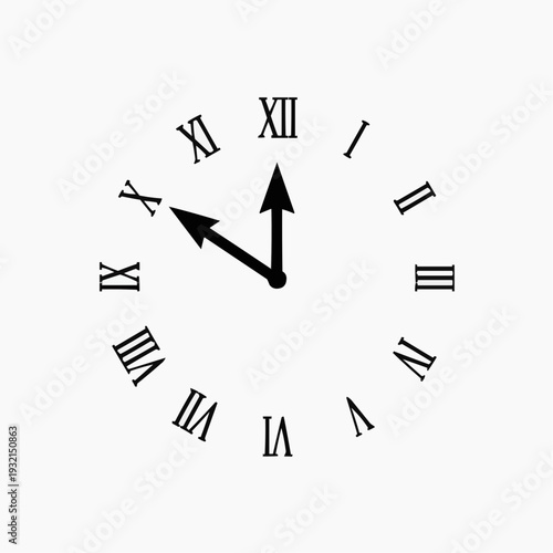 Clock face with Roman numerals showing 10:00 AM or PM