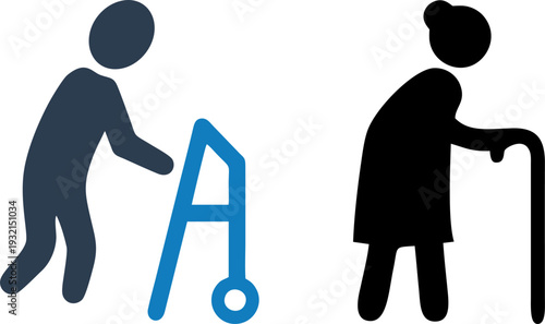 Elderly Care and Mobility Assistance Icon