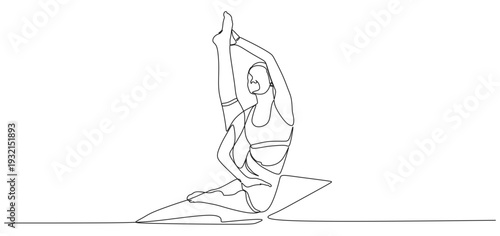 Continuous line of a woman doing yoga