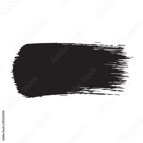Black Thick Paint Brush Stroke Fading Edges Vector