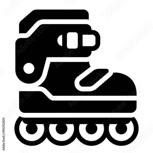 roller skate glyph icon. wheel boot gear. youth activity. street sport