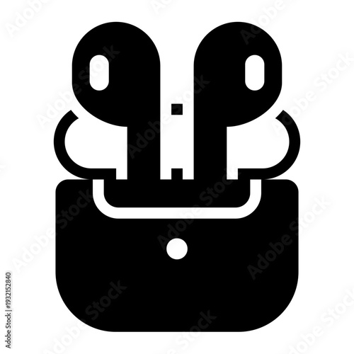 tws glyph icon. wireless earbuds case. music device. youth lifestyle