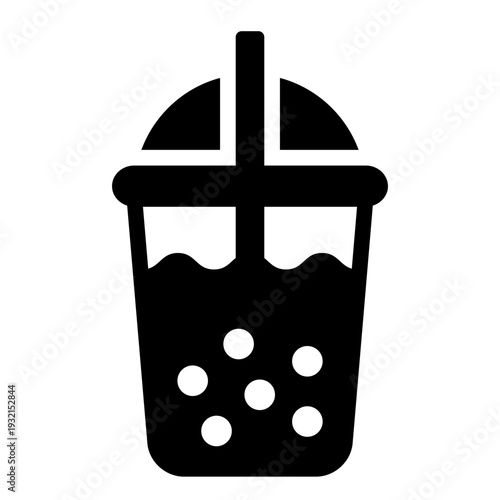 bubble tea glyph icon. milk drink cup. youth trend. cafe lifestyle