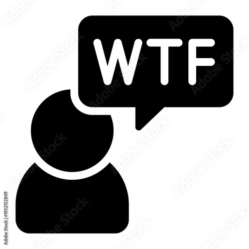 slang word glyph icon. speech bubble text. Wtf text