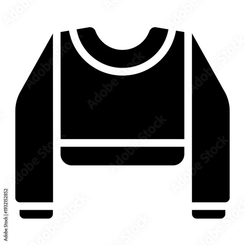 crop top glyph icon. short shirt fashion. teen style. youth trend