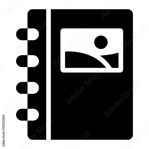 photo album glyph icon. memory book pages. youth collection