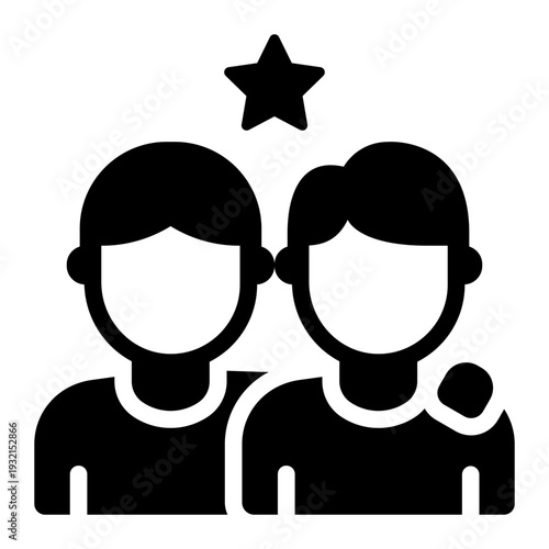 friendship glyph icon. group bond symbol. teen connection. social lifestyle