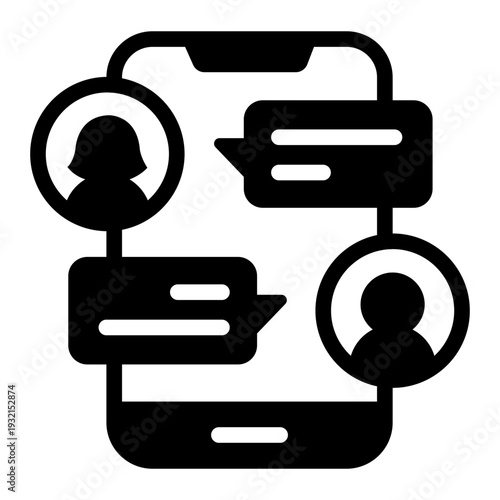 Phone chat glyph icon. message bubble talk. conversation. social media