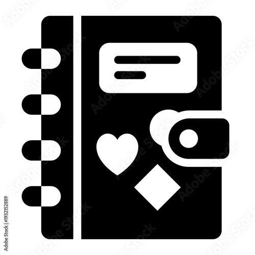 diary glyph icon. personal journal book. youth writing. memory record