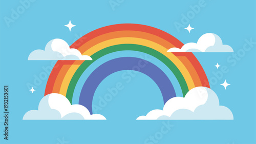 Rainbow bright clouds blue sky stars