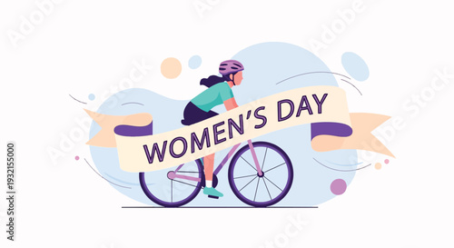 Womens Day Celebration with Female Cyclist Representing Gender Equality