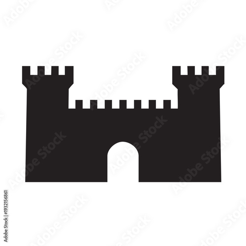 Medieval Fortress Wall Silhouette Vector Icon