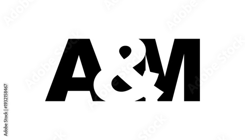 AM logo design in bold style. Black white identity symbol. Modern typography emblem. Corporate branding icon.