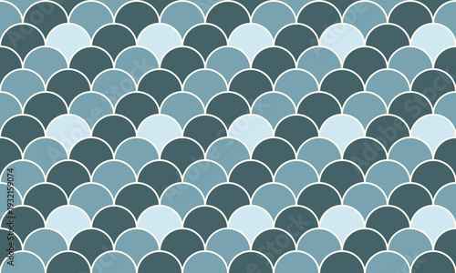 Serene blue and teal fish scale pattern.  Perfect for backgrounds, textiles, websites, or any design needing a calming, aquatic, or geometric aesthetic.