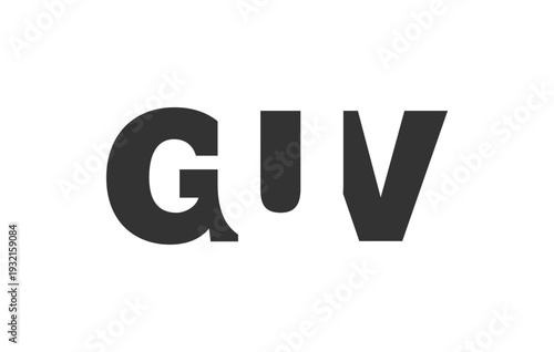 GUV logo design. Initial letter G U V bold font style for tech startups, consulting, corporate branding. Creative company name, headlines typography identity, trendy logotype.