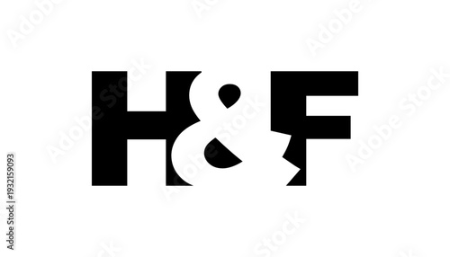HF logo design in bold style. Black white identity symbol. Modern typography emblem. Corporate branding icon.
