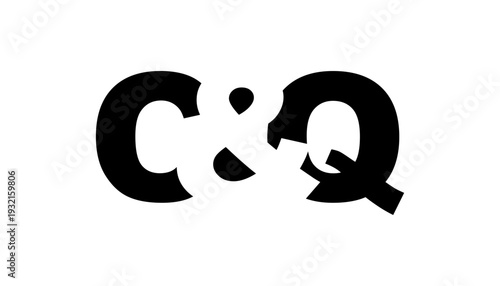 CQ logo design in bold style. Black white identity symbol. Modern typography emblem. Corporate branding icon.