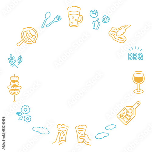 カジュアルにバーベキューを満喫できるビアガーデンフレーム素材／ぽかぽか陽気カラー