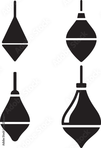 Plumb bob silhouette icons for construction alignment and vertical measurement tools
