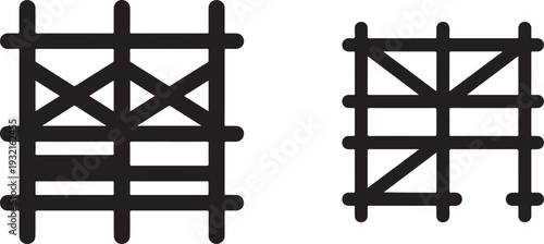 Construction Scaffolding Silhouette Icon Set for Building and Renovation