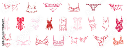 Women Lingerie Collection Set, Lace Bras, Corsets, Bustier, Bodysuit, Bralette Tops and Garter Underwear, Romantic Bridal and Vintage Boudoir Intimate Apparel