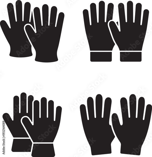 Work gloves and protective hand gear icons for labor and safety
