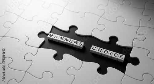 Manners Choice Puzzle Pieces Highlight Communication and Interaction