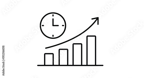 Simple line icon illustrating the concept of time management effectiveness leading to consistent business growth and upward trajectory.