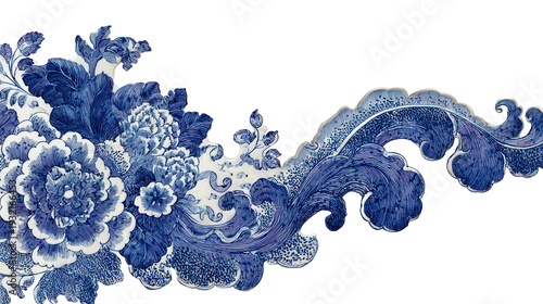 Wallpaper Mural Chinese porcelain texture inspired festive fragment background isolated on a Transparent background, PNG file. Torontodigital.ca