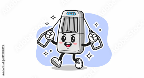 cheerful cartoon eraser character in action.