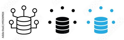Database Network and Data Center Icon Set with Server Storage and Computing Connection Vector Illustration Isolated on White
