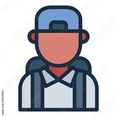 teenage boy filled line icon. youth student style. casual lifestyle. school culture