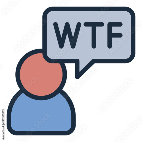 slang word filled line icon. speech bubble text. Wtf text