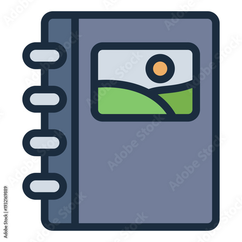 photo album filled line icon. memory book pages. youth collection