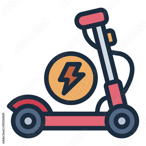 scooter filled line icon. electric ride vehicle. urban travel. youth activity