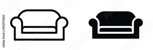 Comfortable Sofa Icon Set with Couch and Settee Vector Illustration for Furniture Store and Interior Design Isolated on White