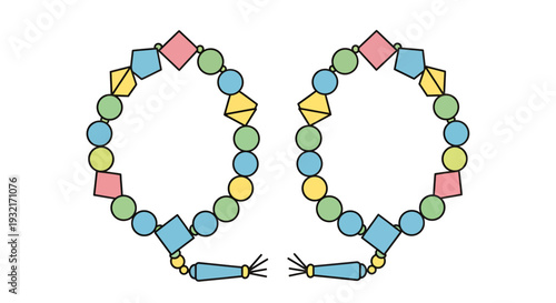 Colorful beaded bracelets illustration featuring various shapes and dangling tassel design perfect for jewelry-themed designs isolated on white background