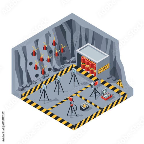 Underground laboratory with seismic monitoring equipment and safety precautions.