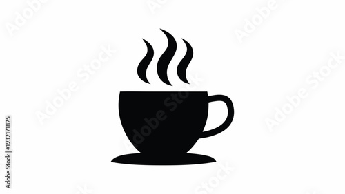 Steaming hot coffee cup on a saucer