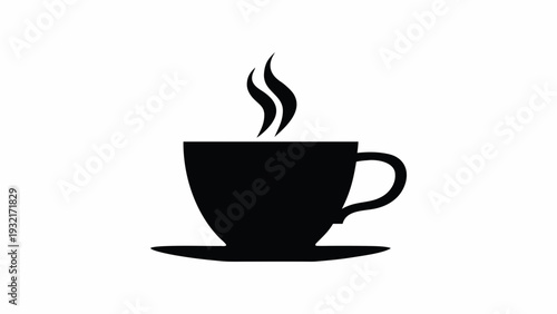 Steaming hot coffee cup on saucer